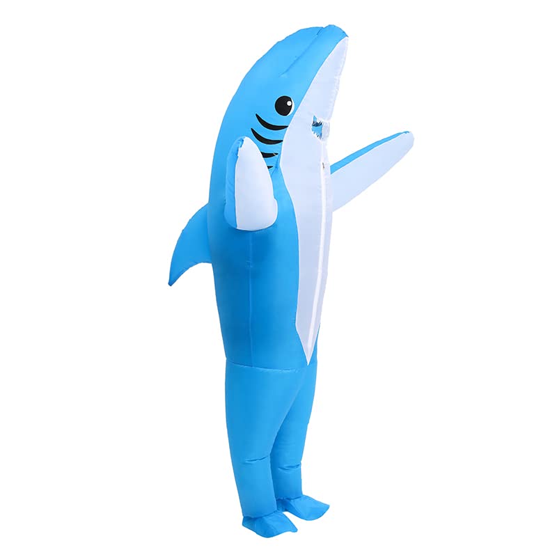 KMiKE Inflatable Shark Costume for Adult Funny Halloween Costumes Fantasy Cosplay Blow up Costume (Blue, Adult) - Image 1